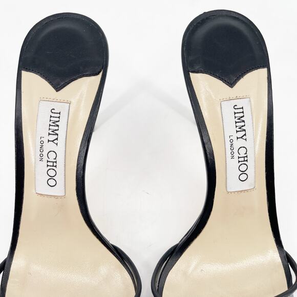 Jimmy Choo Black Saskia 85 Embellished Floral PVC Slip-On Sandal Heels IT 39.5 - Picture 7 of 11